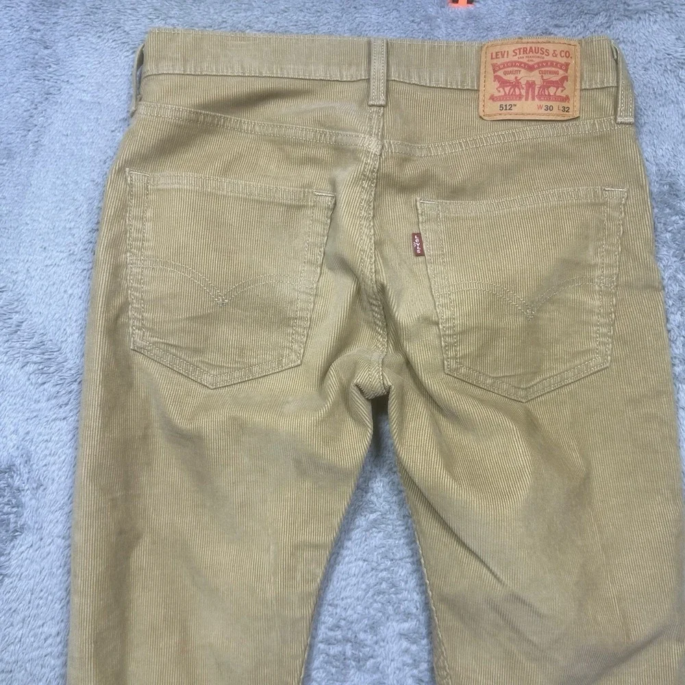 Levis 512 Pants Mens 30x32* Khaki Slim Tapered Micro‎ Corduroy Stretch 5 Pocket